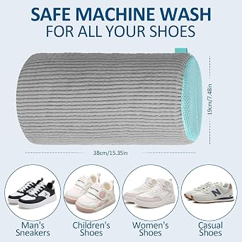 Shoe Washing Machine Bag 2Pcs Shoe Laundry Bag with Zipper Hook Trainer Washing Machine Bag Thickened Fluffy Fibers Keep 360° Wrap-around Cleaning Shoe Laundry Bags Reusable Shoe Cleaning Bag