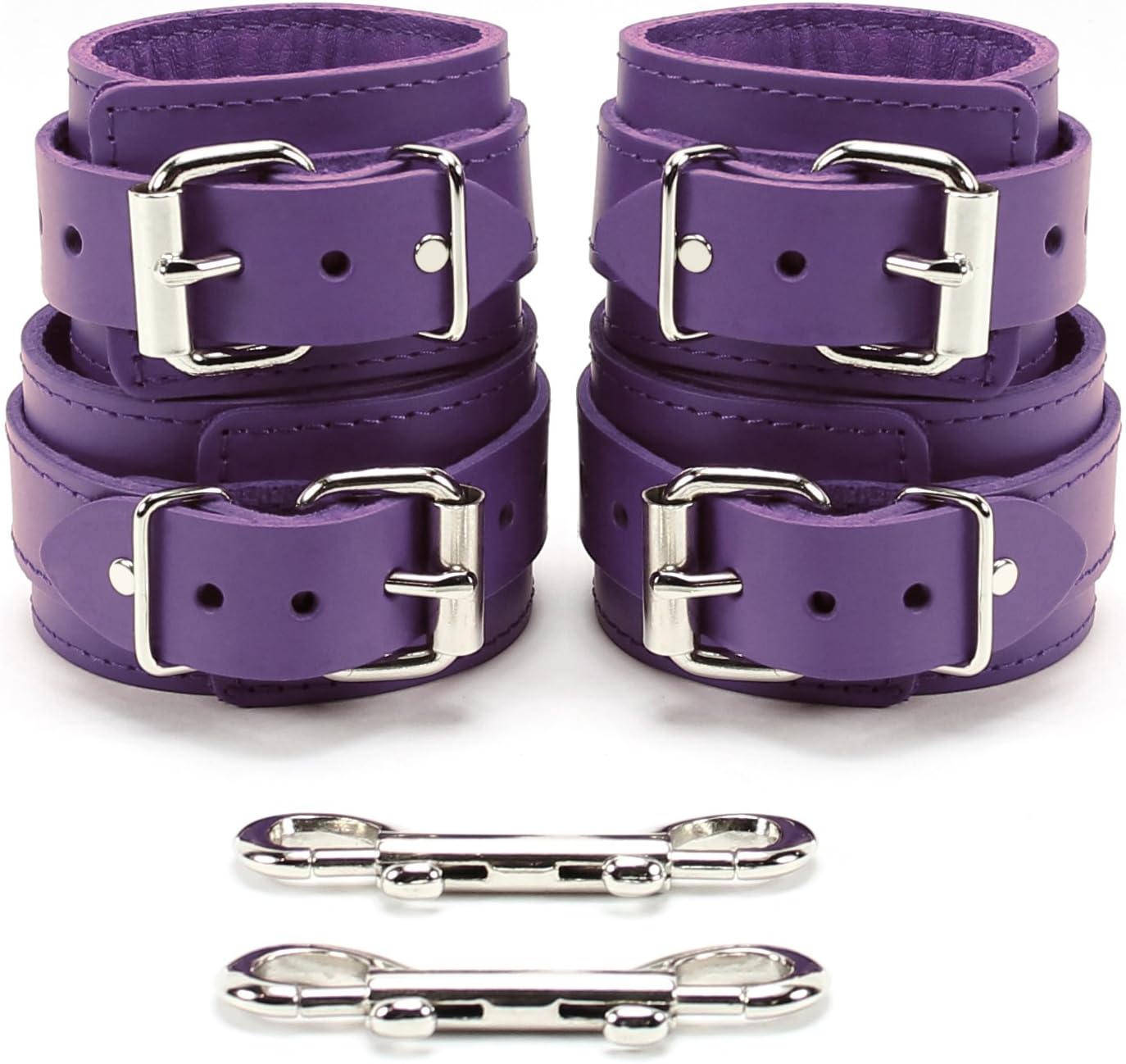 VP Leather Avita Combo Wrist Cuffs Ankle Cuffs Latigo Leather Lambskin Handmade Cuffs Combo