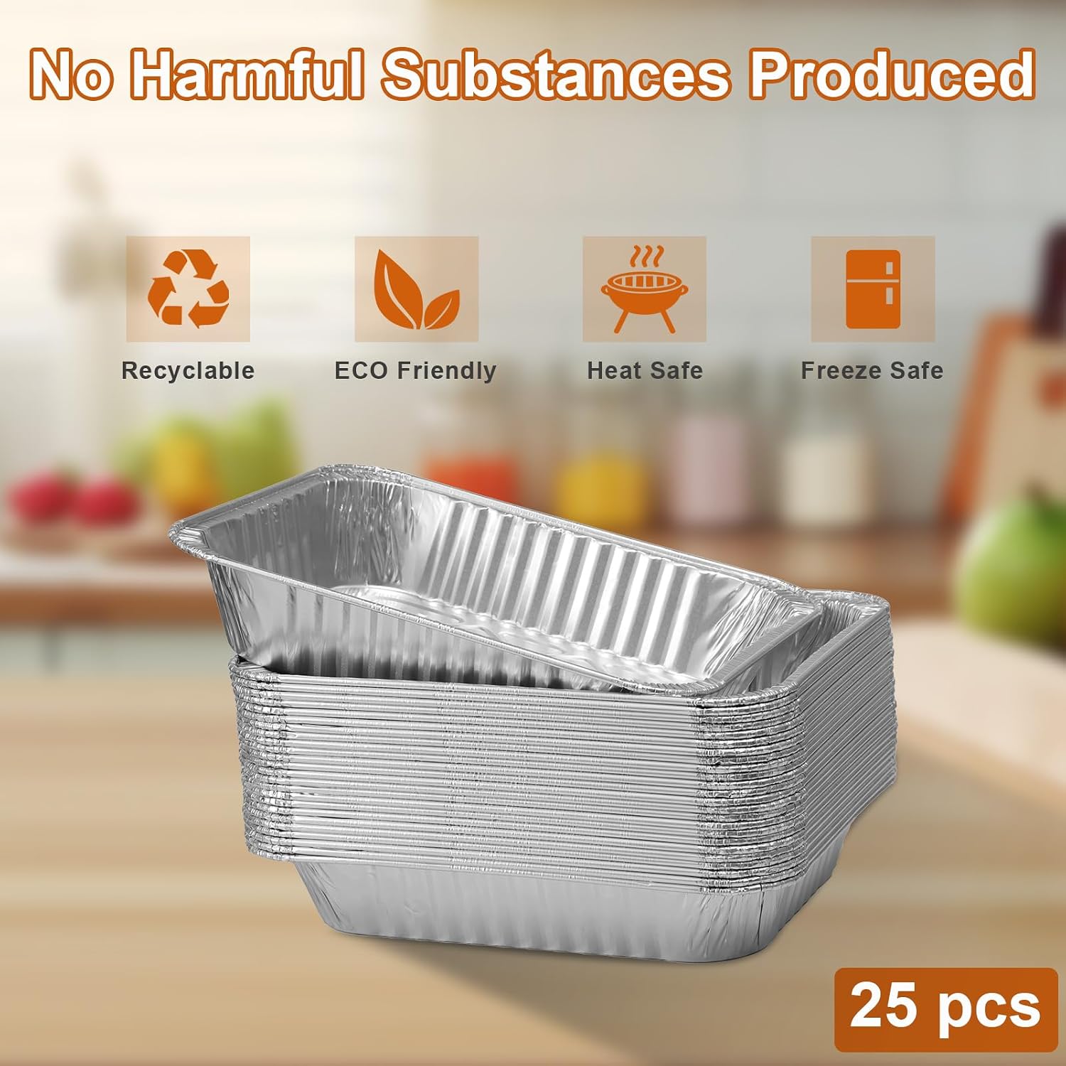 Aluminum Foil Pans,25-Pack Heavy Duty 9x13 Aluminum Foil Pans-Commercial Grade,Oven Safe & Leak-Proof for Baking,Catering,Grilling(Lids Not Included) image 3