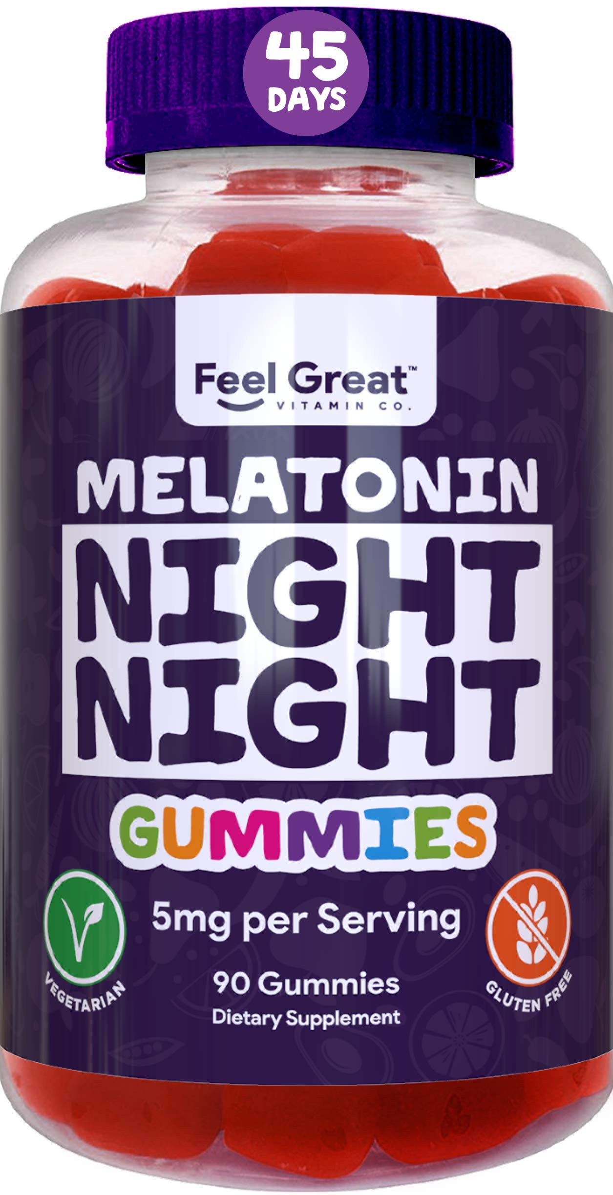 Feel Great Vitamin Co. 5mg Melatonin Gummies | Promotes Natural Sleep | Helps Both Men & Women Stay Asleep Longer and Faster | Sleep Support Supplement Gummies for Adults | 90 Gummies