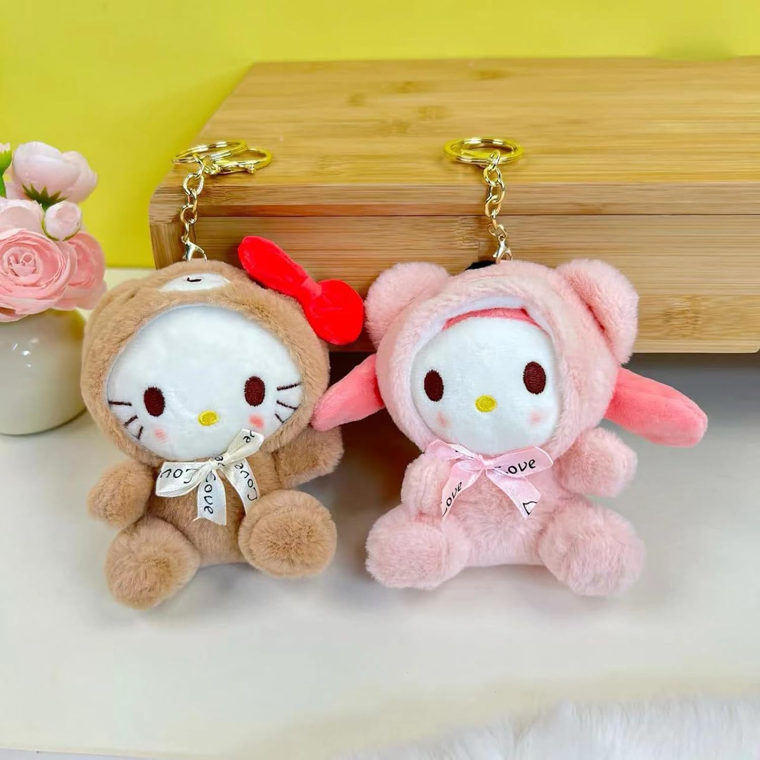 Cartoon Bag Charms Cute Plush Keychain for Women Girls, 5" Soft Backpack Key Chain Cute Stuffed Animals Bag Keychain - Image 9