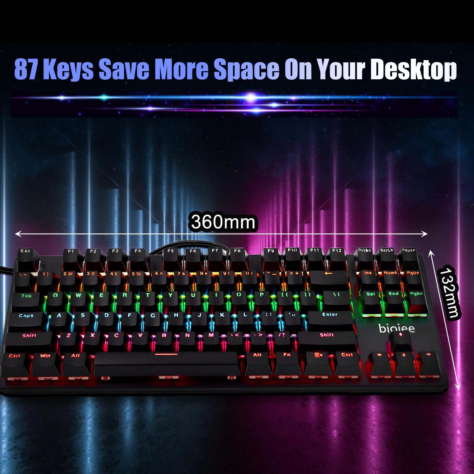 Amazon | 有線 87 キーメカニカルゲーミングキーボードレインボー