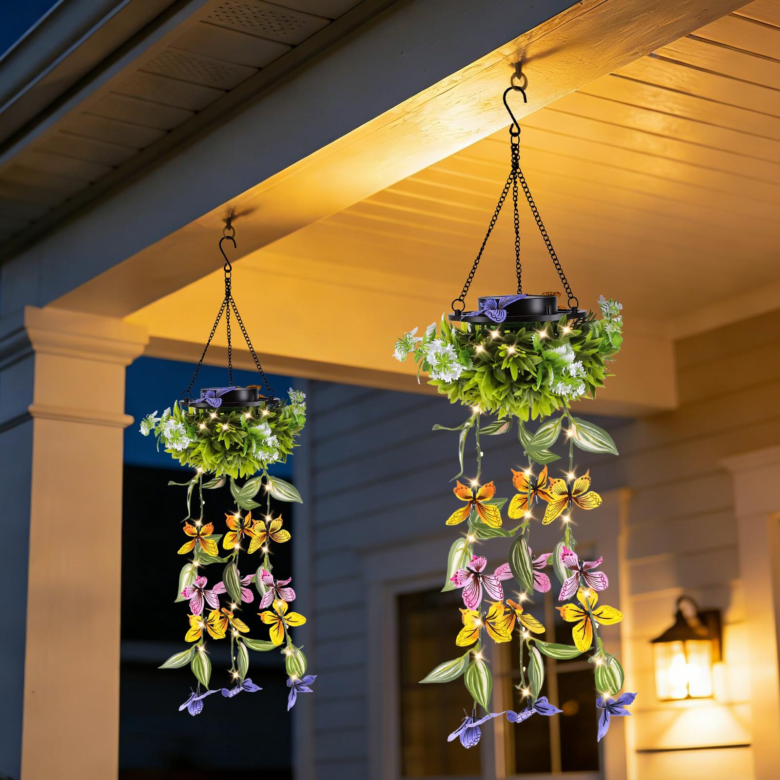 DEECOZY Schmetterling Solarlampen,2PCS Solarlampen Für Außen Garten Für Außen Garten Balkon Deko,Solar Windspiele, Solarlampen Für Außen Hängend,Gartendeko Für Draußen Wetterfest Für Frauen Mama Oma