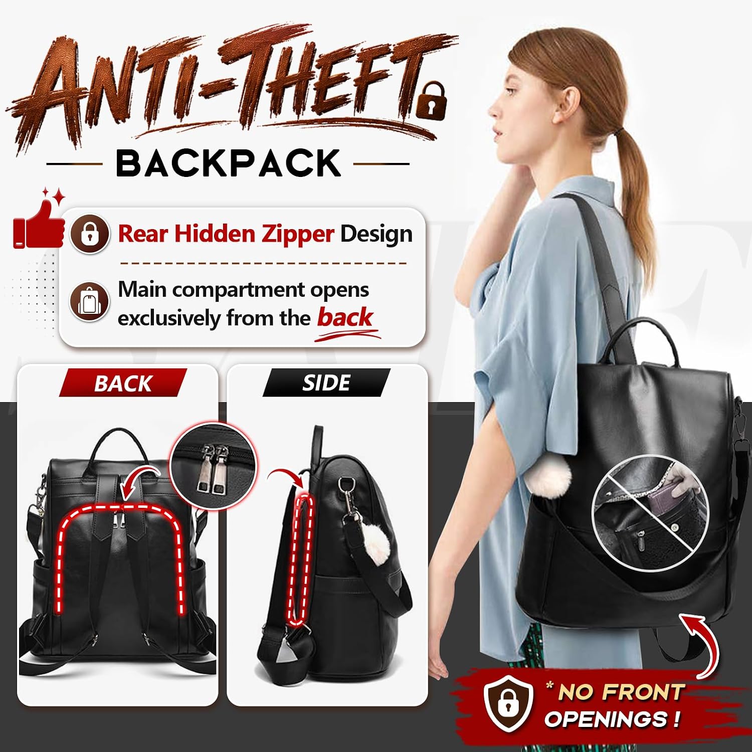 CHERUTY Women Backpack Purse PU Leather Anti-theft Casual Shoulder Bag Fashion Ladies Satchel Bags