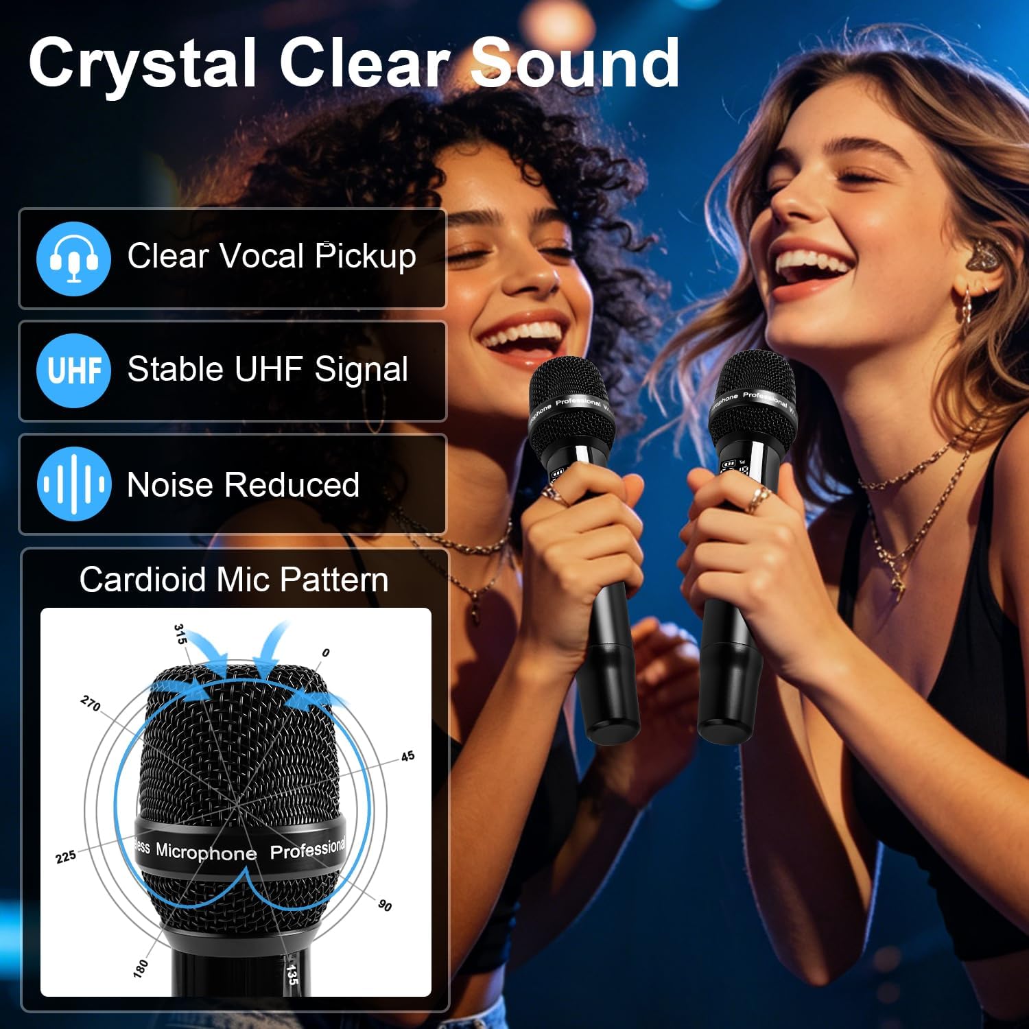 Dual UHF Auto Scan Handheld Wireless Microphone System