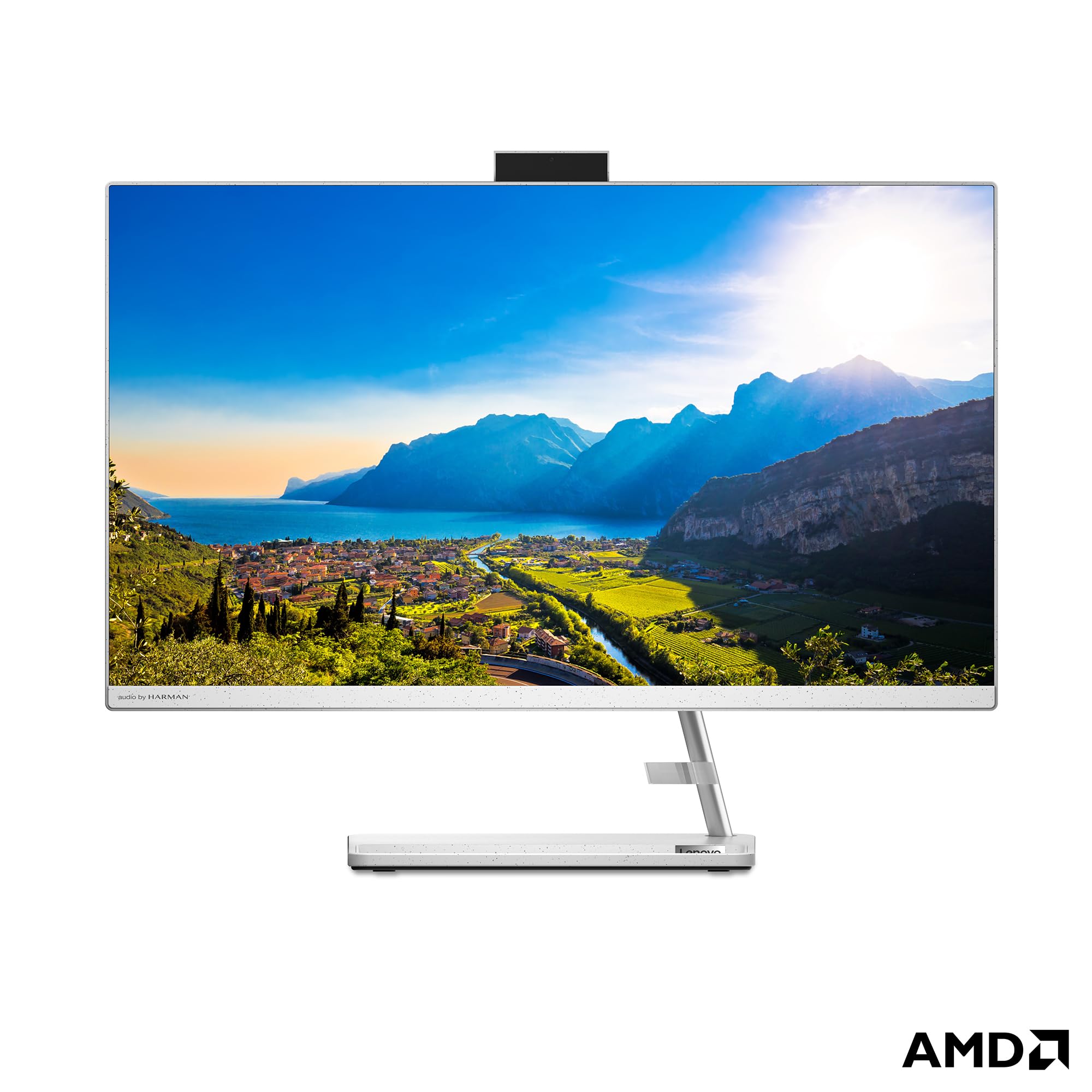 Lenovo IdeaCentre AIO 3 27ALC6 - Ordinateur de Bureau Tout-en-Un 27" FHD (AMD Ryzen 7 7730U, 16 Go RAM, 512 Go SSD, Graphique AMD Radeon, Windows 11 Home) Clavier AZERTY et Souris - Blanc