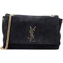 Saint Laurent, Pre-Loved Classic Monogram Reversible Shoulder Bag Crocodile Embossed Nubuck and Suede Medium, Black