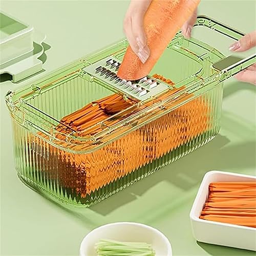 Miniatura 5 de 2024 nuevo rallador multifuncional seis herramientas de corte redondo, herramienta de corte de verduras con contenedor, picador de verduras redondo,