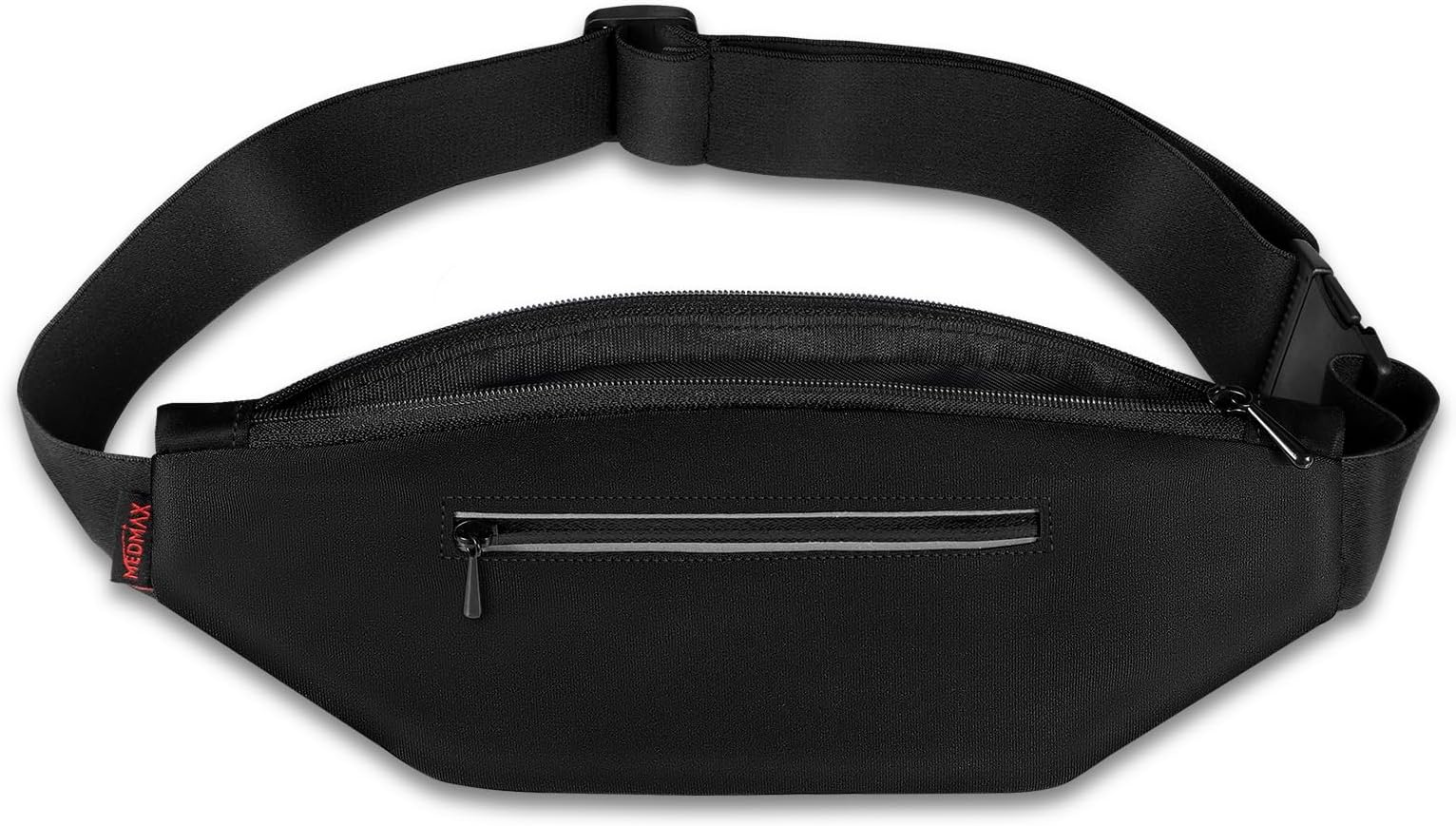 MEDMAX Diabetic Running Belt with Adjustable Waist, Insulin Pump Belt Holder Organizer Waist Pouch, Epipen Medical Fanny Pack Bag, Black, One Size, Running Belt