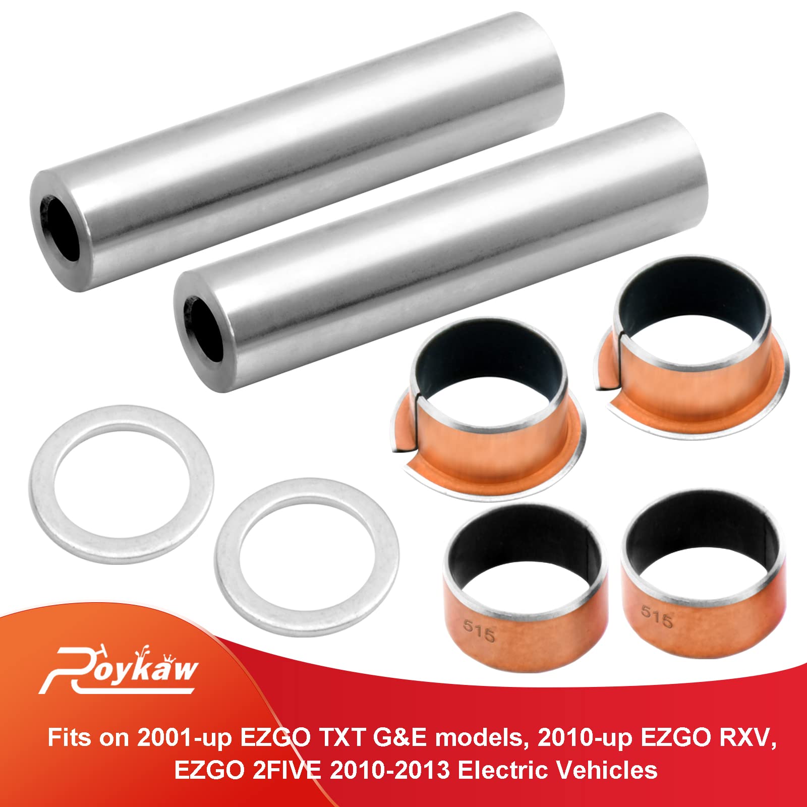 Roykaw King pin Spindle Bushing Kit Compatible with EZGO RXV