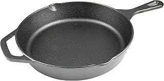10 Inch Cast Iron Skillet, Pre-Seasoned Frying Pan for Oven, Stovetop, Grill & Campfire, Durable, Non-Toxic, Even-Heating Cookware, Black