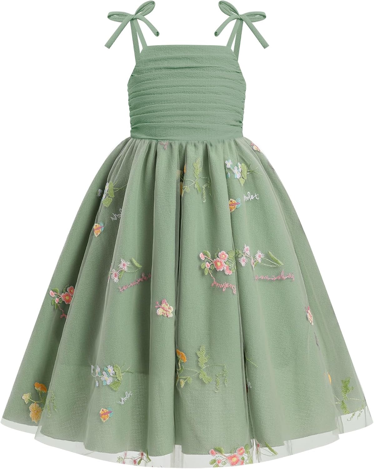 Flower Girl Dress for Wedding Birthday Spaghetti Strap Tulle Dress Formal Pageant Party Princess Dresses Size 5-14Y