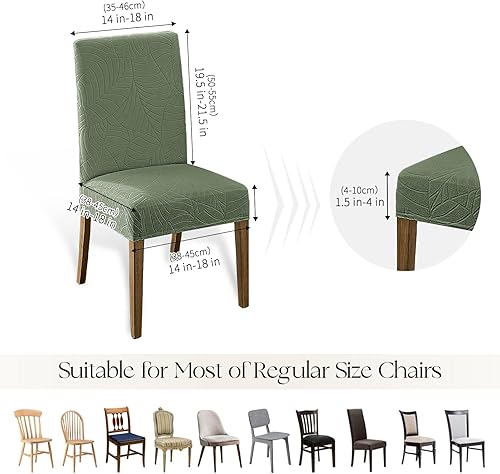 Miniatura 108 de MOSAYT Juego de 6 fundas para sillas de comedor 100% impermeables, súper ajuste elástico jacquard Parson, fundas extraíbles y lavables para sillas