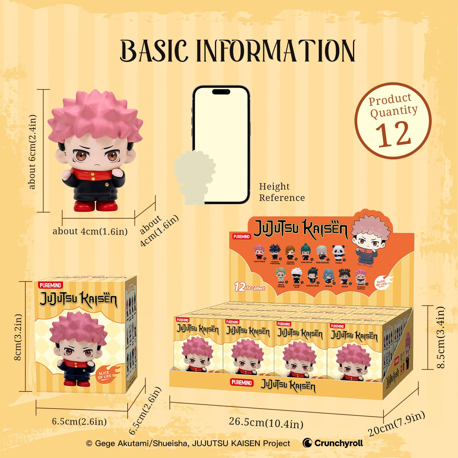 puremind Jujutsu Kaisen Figuren-Set, JJK Sammelfiguren, 12er-Set | Offiziell lizenziert, ohne doppelte motive, gojo yuji sukuna, chibi-look, für regal, vitrine, schreibtisch, display und deko