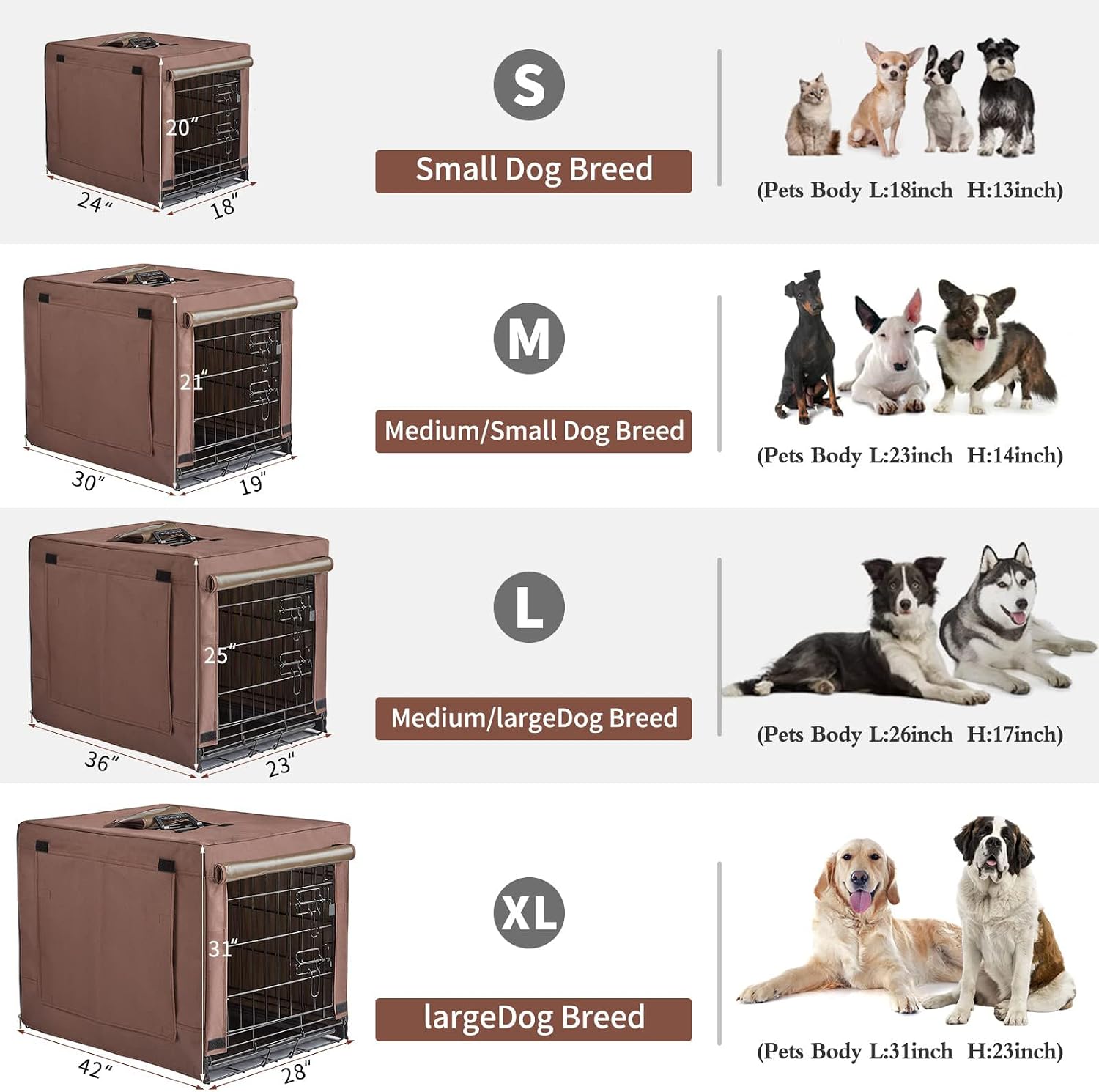 DONORO Dog Crates for Small Medium Size Dogs Indoor Double Door Dog Kennels & Houses for Puppy and Cats, Collapsible Metal Contour Dog Cages (Brown, 30.0" L x 19.0" W x 21.0" H) image 5