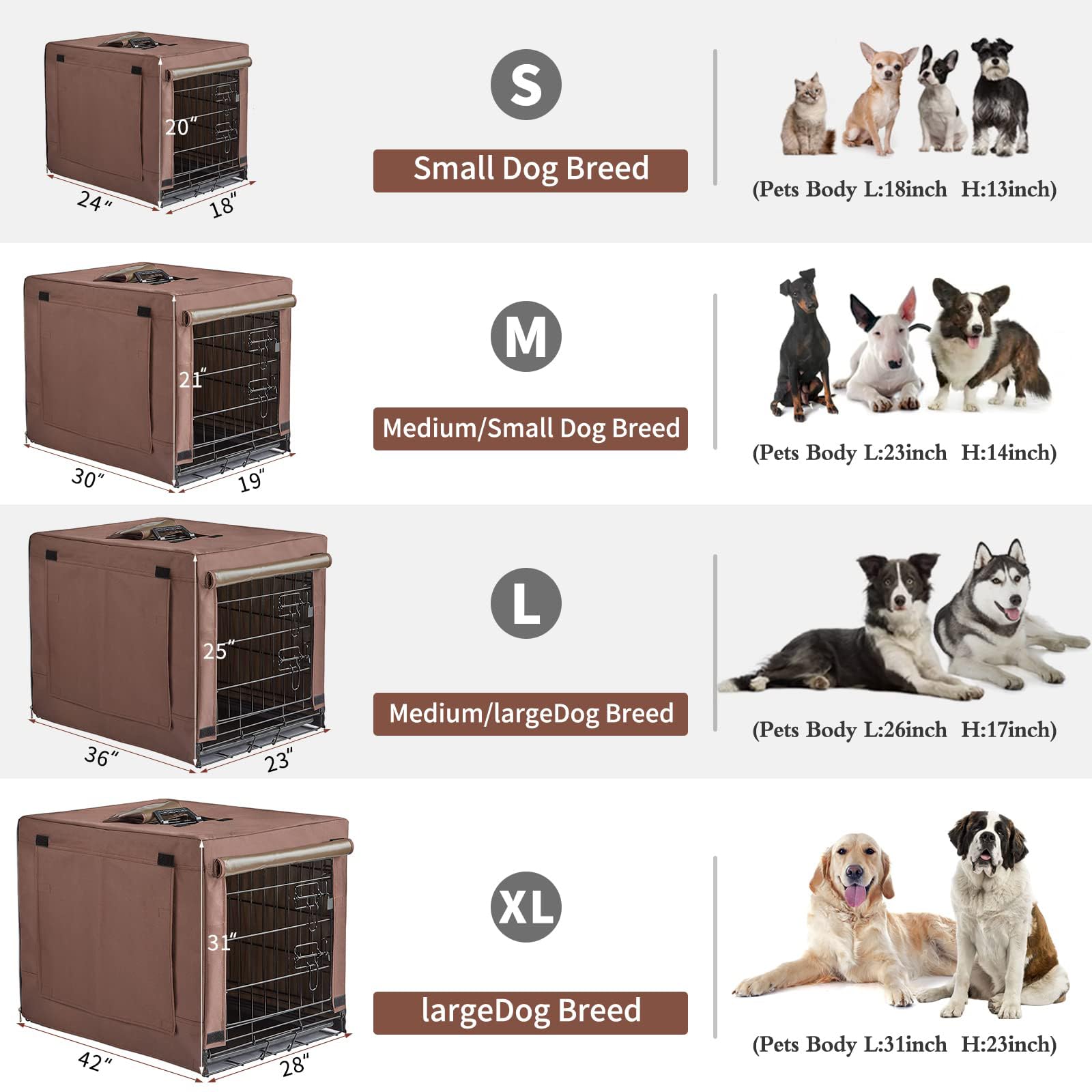 DONORO Jaulas para Perros de tamaño pequeño en Interiores, perreras y Casas de Doble Puerta para Cachorros y Gatos con Cubierta de Jaula para Perros, jaulas Plegables de Metal para Perros, Color