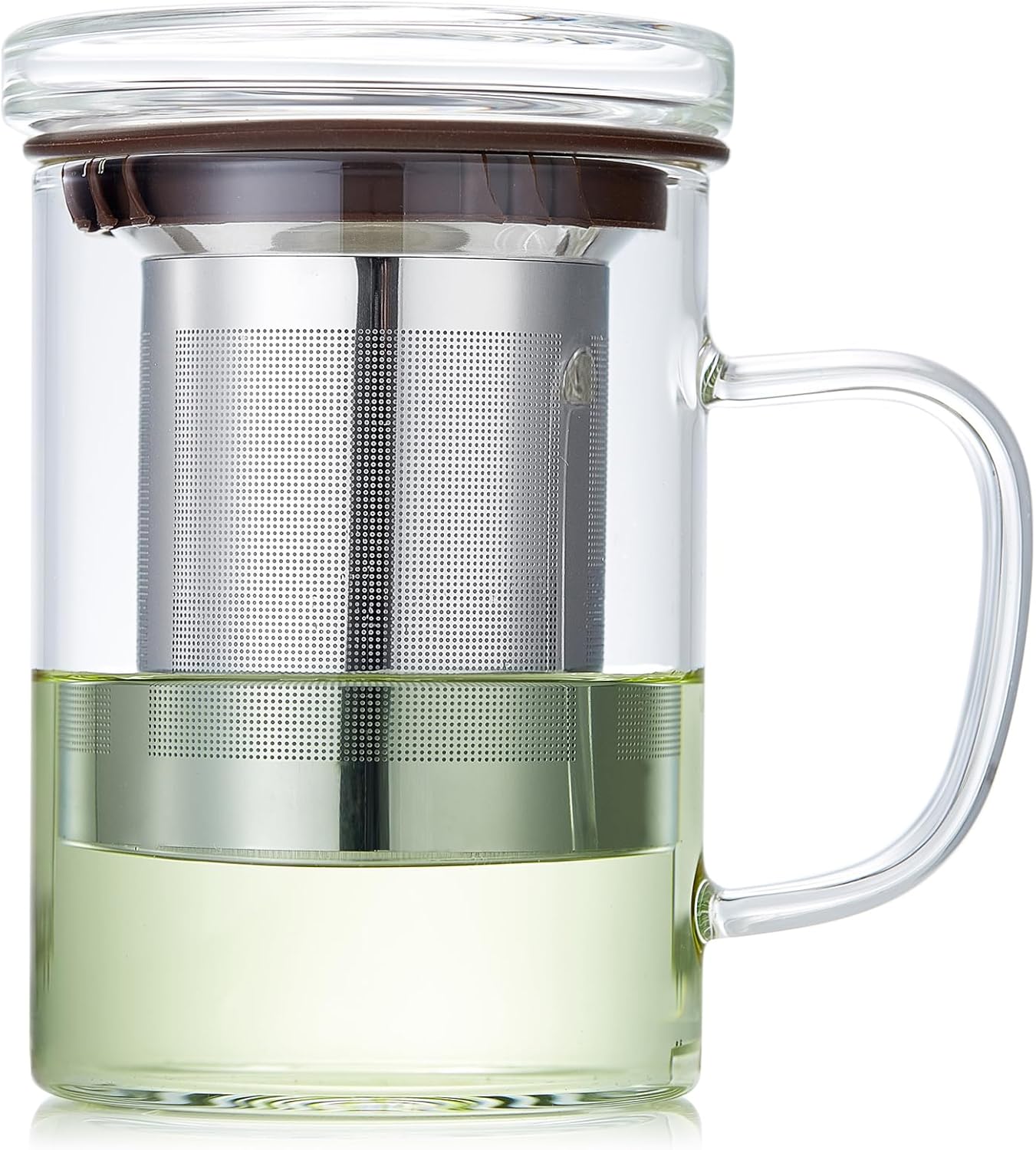 Glass Tea Cup with Infuser and Lid, 400ml Large Borosilicate Teacup, Clear Mug for Loose Leaf Tea, Blooming Tea, Tea Bags - Perfect Christmas or Birthday Gift for Women