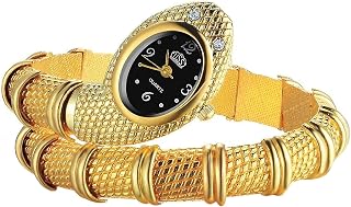 JewelryWe Damenuhr Schlange Legierung Uhr Damen Analog Quarz Armbanduhr Chunky Flexible biegbares Schlangenarmband Wickelarmband Uhr geschichtet gewickelte Schlangenuhr für Frau Mädchen