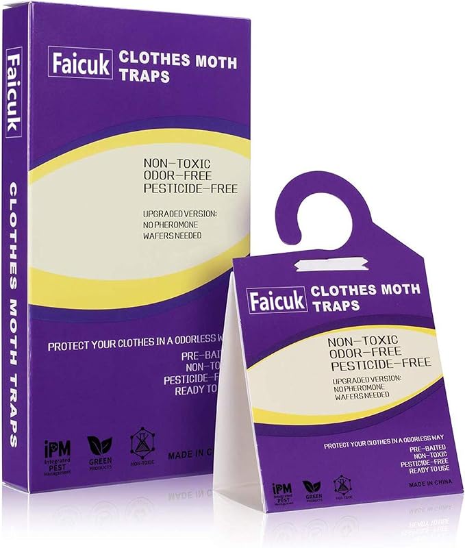 12-Pack Clothes Moth Traps with Pheromone Attractant for Closet and Carpet | For Closets, Cabinets, Wardrobes, and Wool Protection, Odorless, Non-Toxic, Odorless