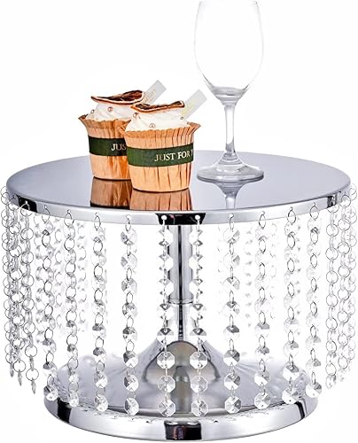 Miniatura 10 de Soporte dorado para tartas de boda de 8 pulgadas de alto, base redonda de 12 pulgadas de diámetro, soporte para servir pasteles con lámpara
