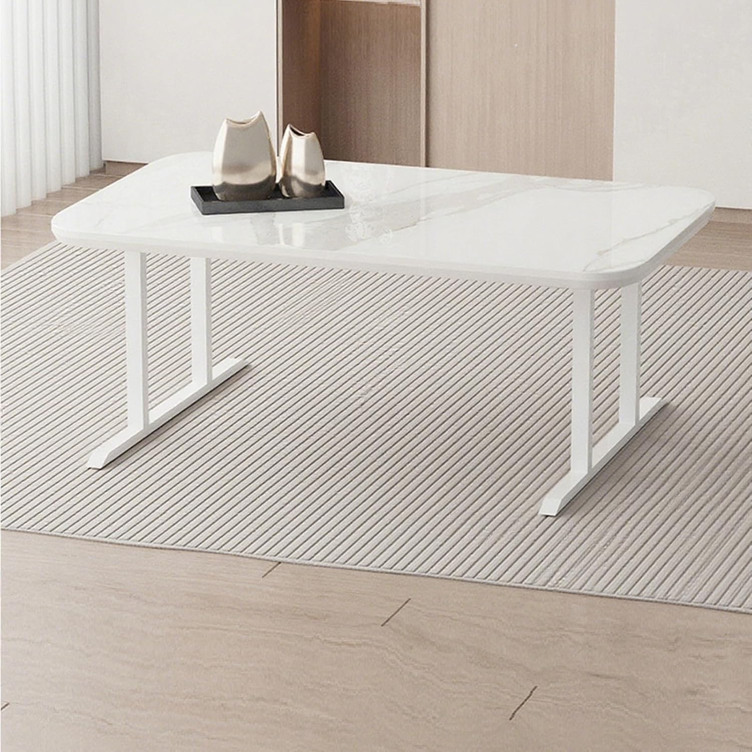 Rectangular Metal Table Legs Height 28.7" Load Ability 300kg Desk Leg Multi-Screw Fixing Hole Design Equipped with Adjustable Foot Pats