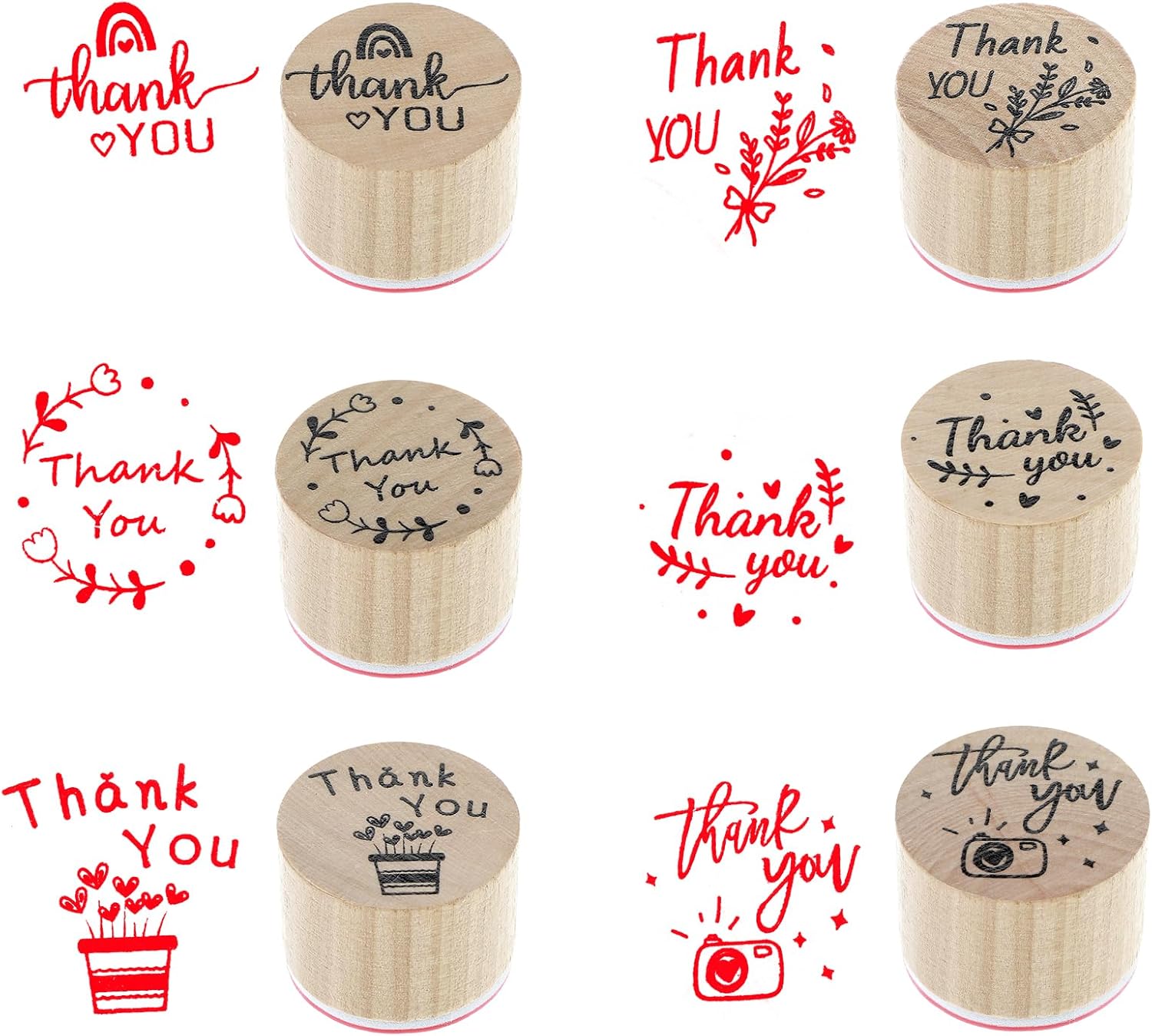 JJUNW 6 Pcs Thank You Stamps Set, Wooden Stamps Set for