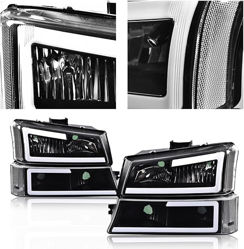 Miniatura 9 de PIT66 Faros delanteros de barra LED, compatibles con Chevy Silverado 15002007-2014 Silverado 2500 3500 2007-2013 y lente ahumada HD, carcasa