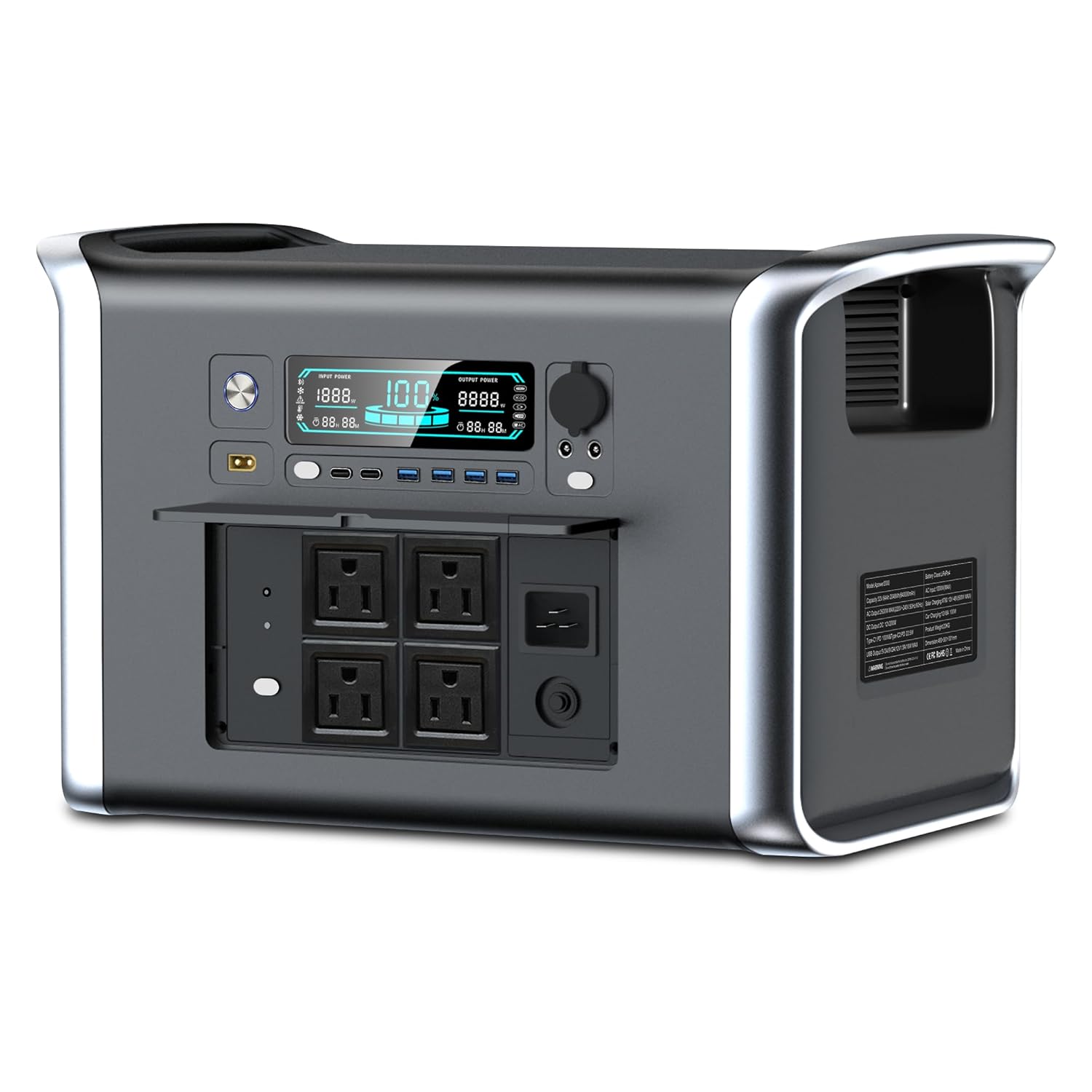 CTOLITY Portable Power Station 2048Wh LiFePO4 Battery 2400W AC Outlets 3400W Surge Solar Generator 1 Hr Fast Charge