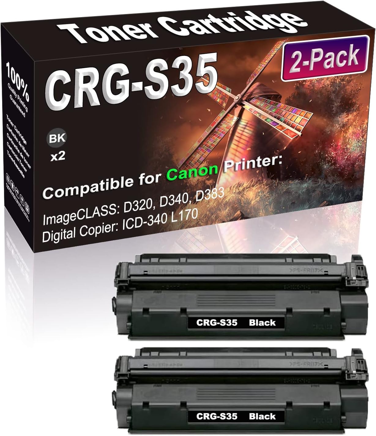 2Pack (Black) Compatible ImageCLASS D320 D340 D383 Printer Toner Cartridge (High
