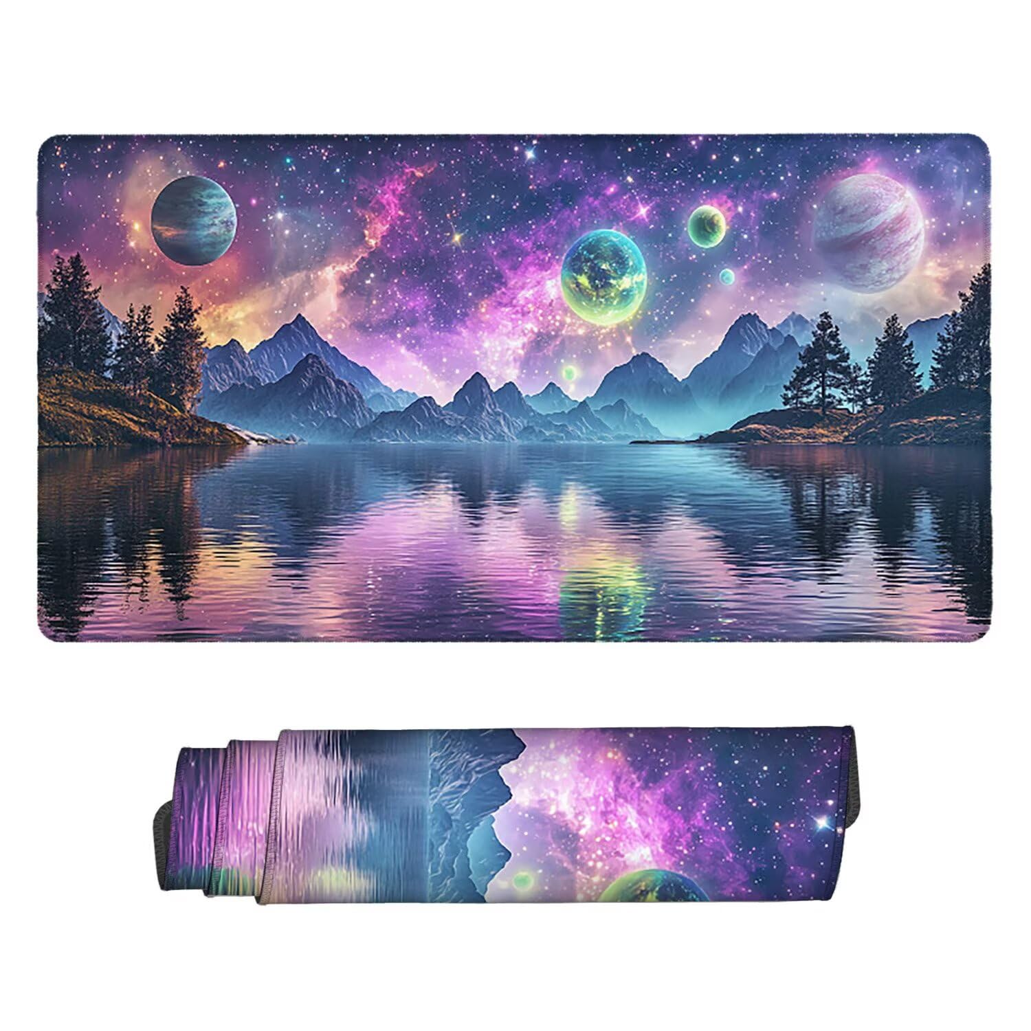 Podkładka pod mysz do gier XXL Mousepad 1600 x 800 mm, duża podkładka pod biurko z antypoślizgową gumową podstawą do gier, komputera, poprawia precyzję i szybkość (Planet Lacs) X-919