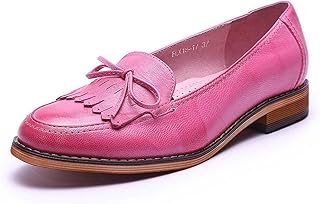 ladies pink leather loafers