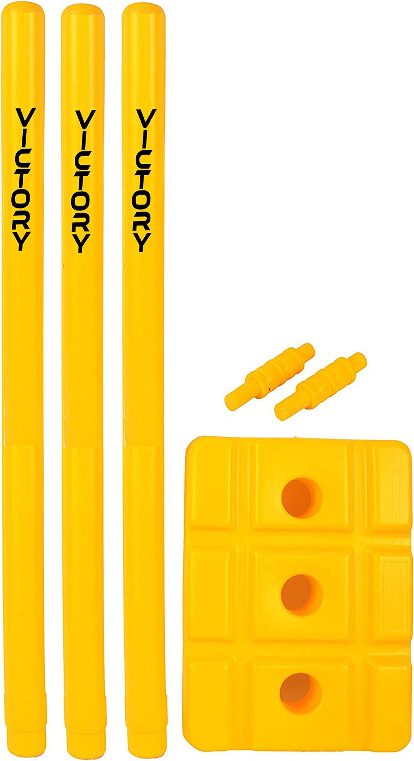 VICTORY Heavy Plastic Cricket Stump Set # 3 Wicket Set, 1 Stand, 2 bails