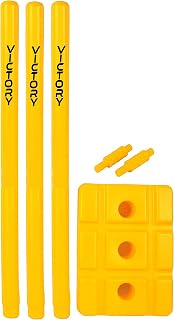 VICTORY Heavy Champion Cricket Plastic Stumps Set # 3 Wicket Set, 1 Stand, 2 Bails