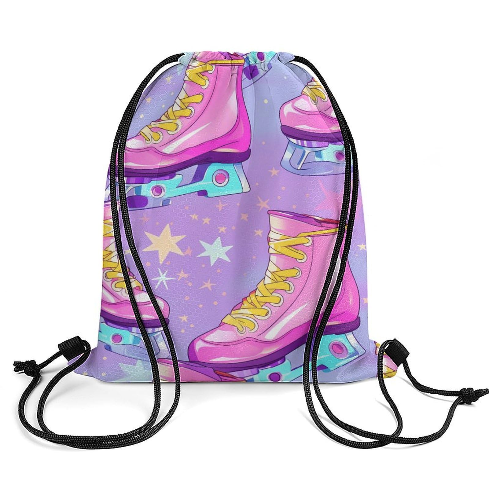 Ice Skating Drawstring Backpack Durable Sport Gym Bags Daypack for Men Women 35 * 42cm