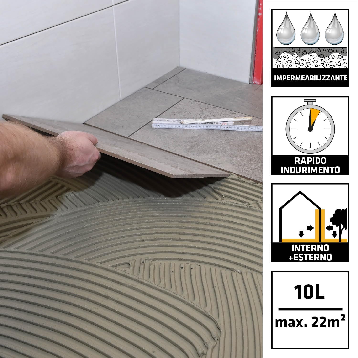 SIKA - Adesivo impermeabilizzante - SikaBond T8 - Beige - 10L | La soluzione per incollare e proteggere terrazze e bagni dall'acqua in un solo passaggio - Elastico e duraturo