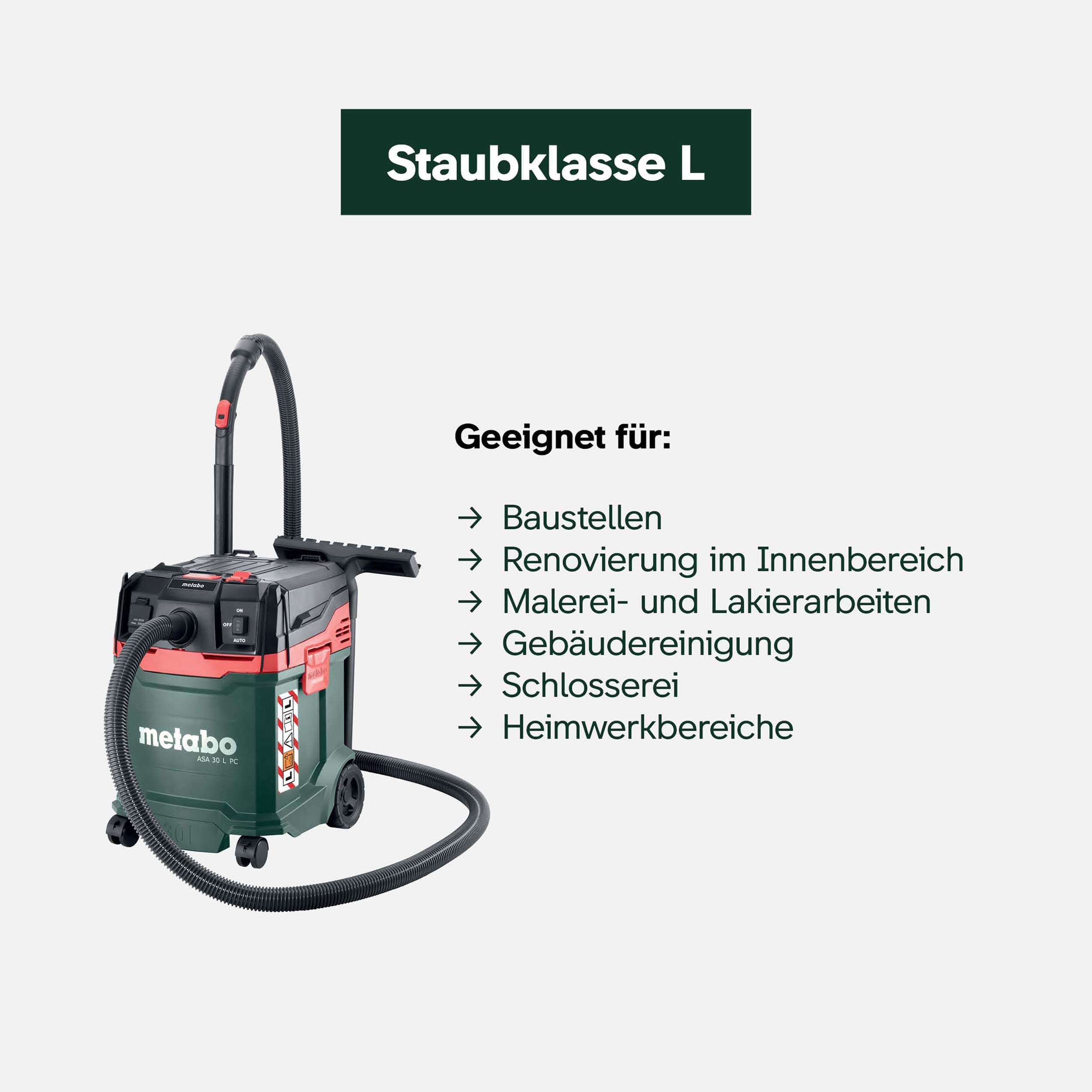 Metabo ASA 30 L PC Allessauger Nass-Trockensauger Staubklasse L 1200 Watt Industriesauger