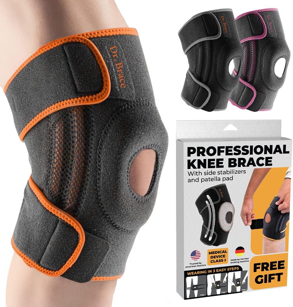 ELITE Knee Brace with Side Stabilizers & Patella Gel Pads for Maximum Knee Pain Support and fast recovery for men and women-Please Check How To Size Video (Mars, Medium)