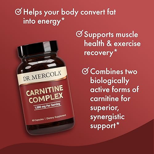 Miniatura 6 de Dr. Mercola Carnitine Complex - Supports Cellular Energy & Brain Function - L-Carnitine & Acetyl-L-Carnitine Blend - Non-GMO - Gluten-Free - 60
