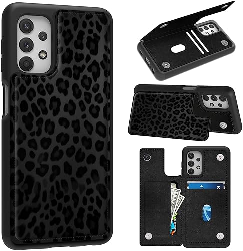 Miniatura 1 de Funda de piel sintética para Samsung A53 5G con tarjetero y ranuras para tarjetas de crédito, cierre magnético, función atril, función atril, funda