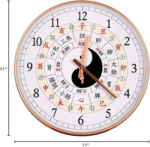 Miniatura 9 de AOKLEY Reloj de pared Chinese Medicine Silent Wall Clock Creative Tai Chi Meridian Nourishing Health Traditional Quartz Clock for Beauty Salon