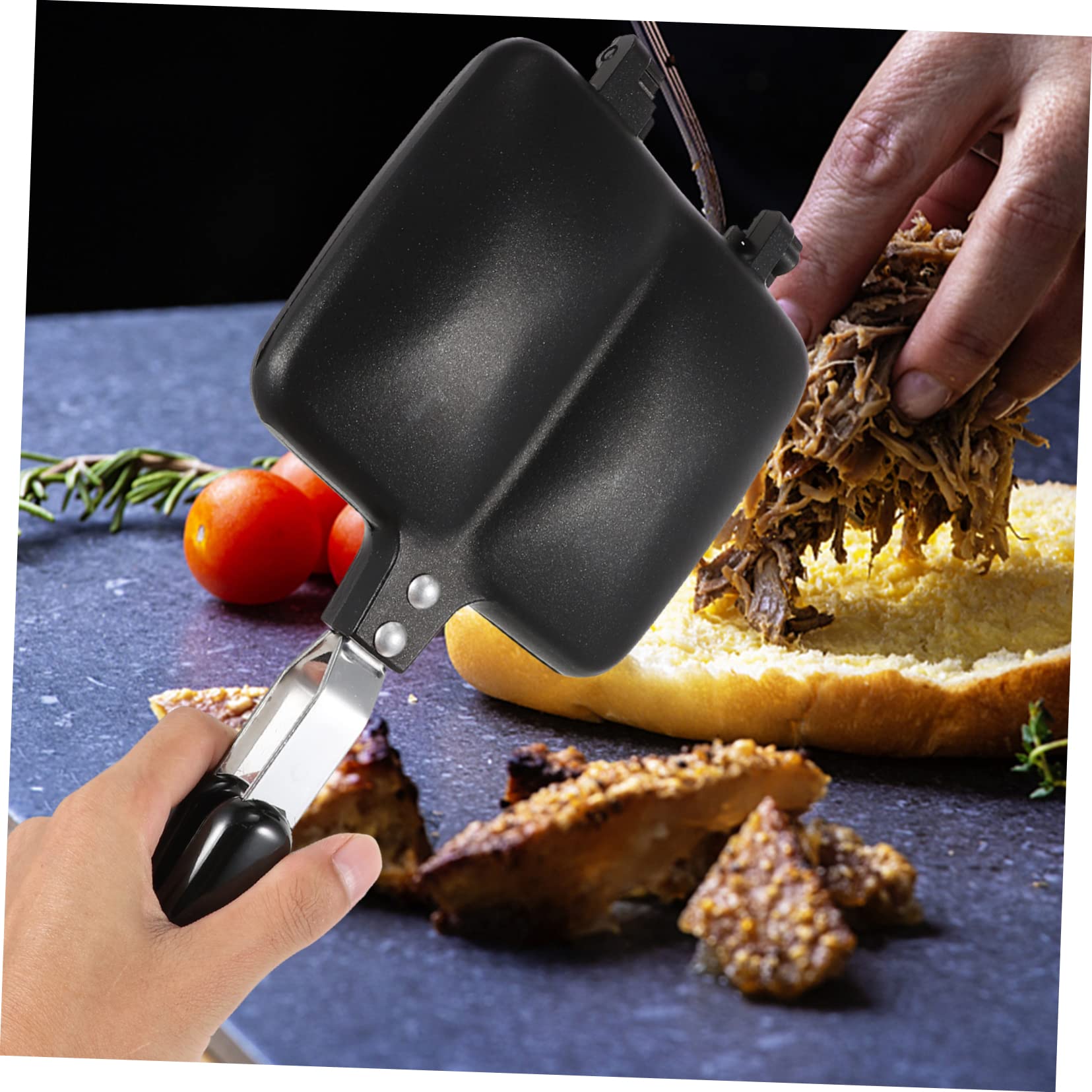 Aluminium Sandwich Backform mit Antihaftbeschichtung Doppelseitige Bratpfanne für Toaster und Brot Vielseitig in Küche Einsetzbar Schwarz und Robust