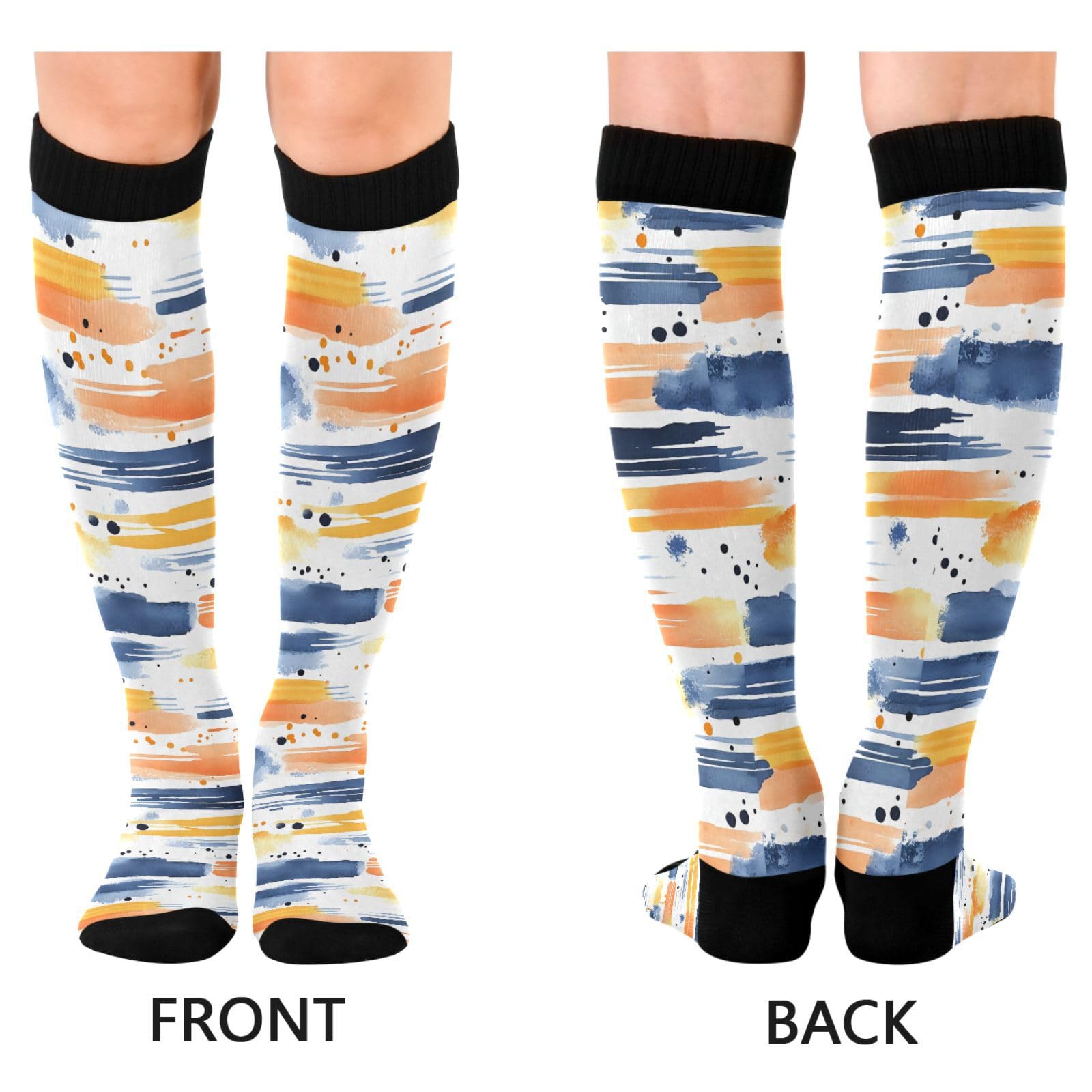 Wassud Bright Strokes Compression Socks for Women and Men 20-30 mmHg Knee High Socks for Nurses Travel 1 Pair