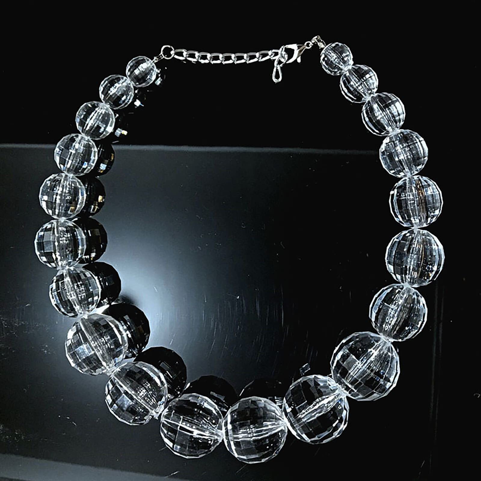 ESNY Collares para Mujer Collar Collar Declaración Chunky Joyería De Moda Regalos Acrílico Bola De Cristal Bola De Cristal Exagerado Accesorio Corto Collar Transparent