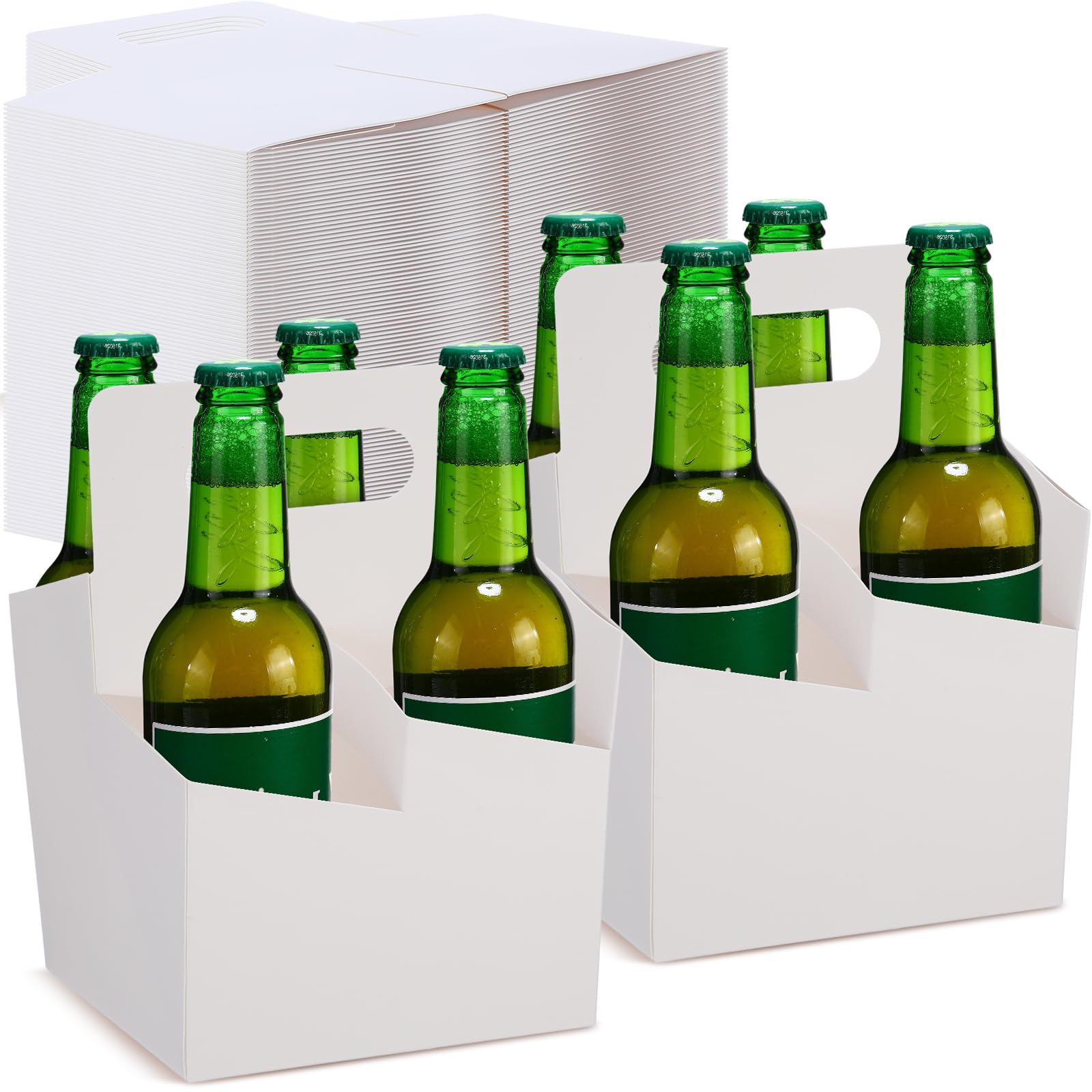 Jetec 50 Pcs 4 Cup Drink Carrier with Handle, Cardboard,White