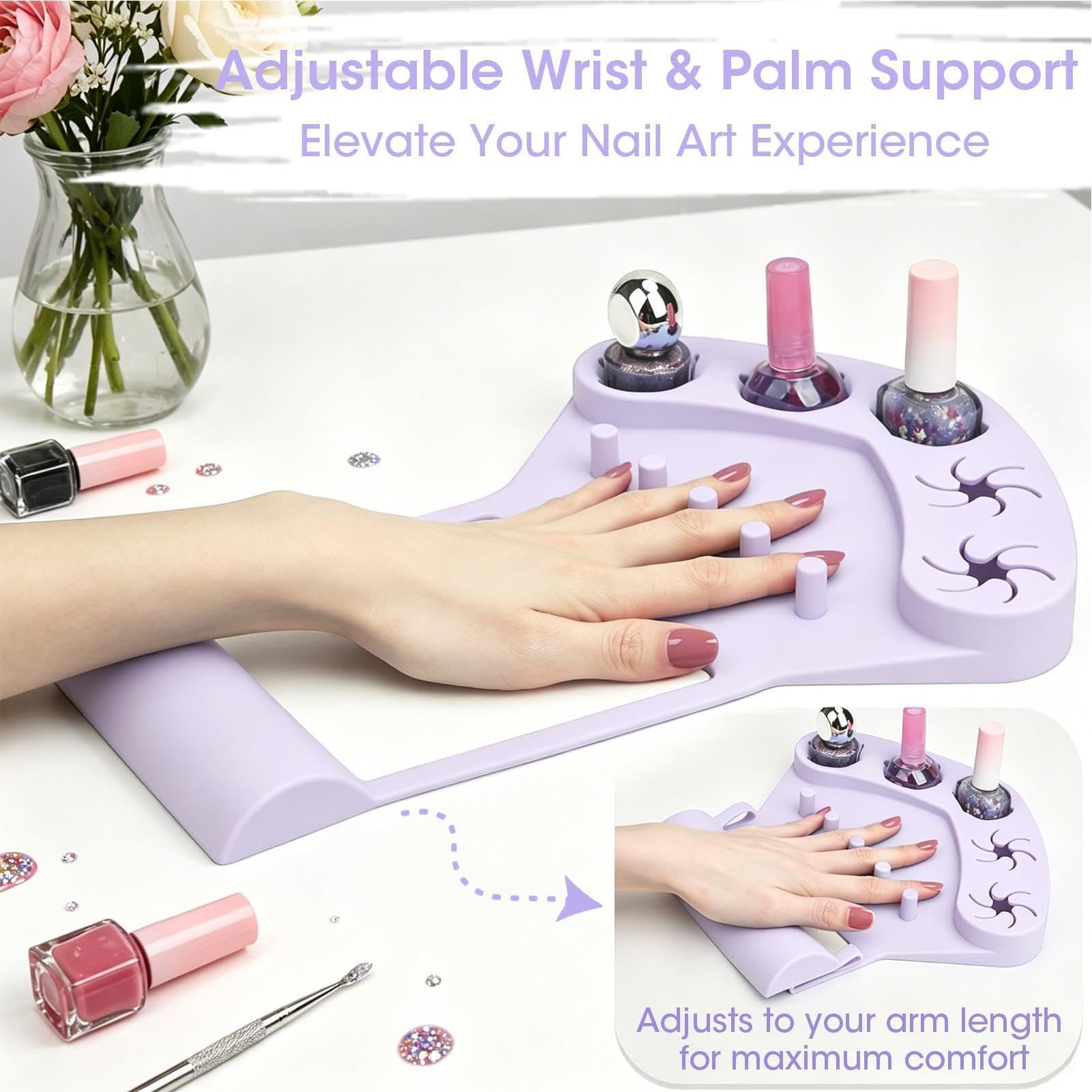 Silikonowa Podpórka Pod Dłoń Silikonowy rozdzielacz palców i na klej | Podpórka pod rękę do manicure Do dekoracji, ćwiczeń, akcesoriów, pedicure, salonu, domu, stołu, sztuki i