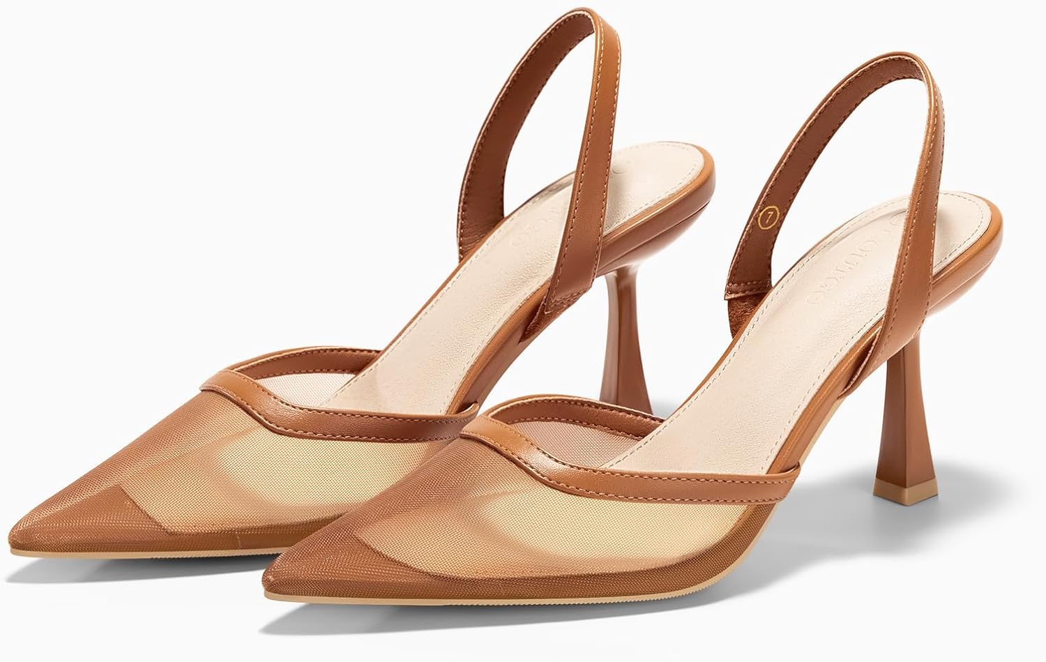 Coutgo Womens Slingback High Heels Sandals Mesh Closed Pointed Toe Stiletto Pumps Party Wedding Dress Shoes - Image 4