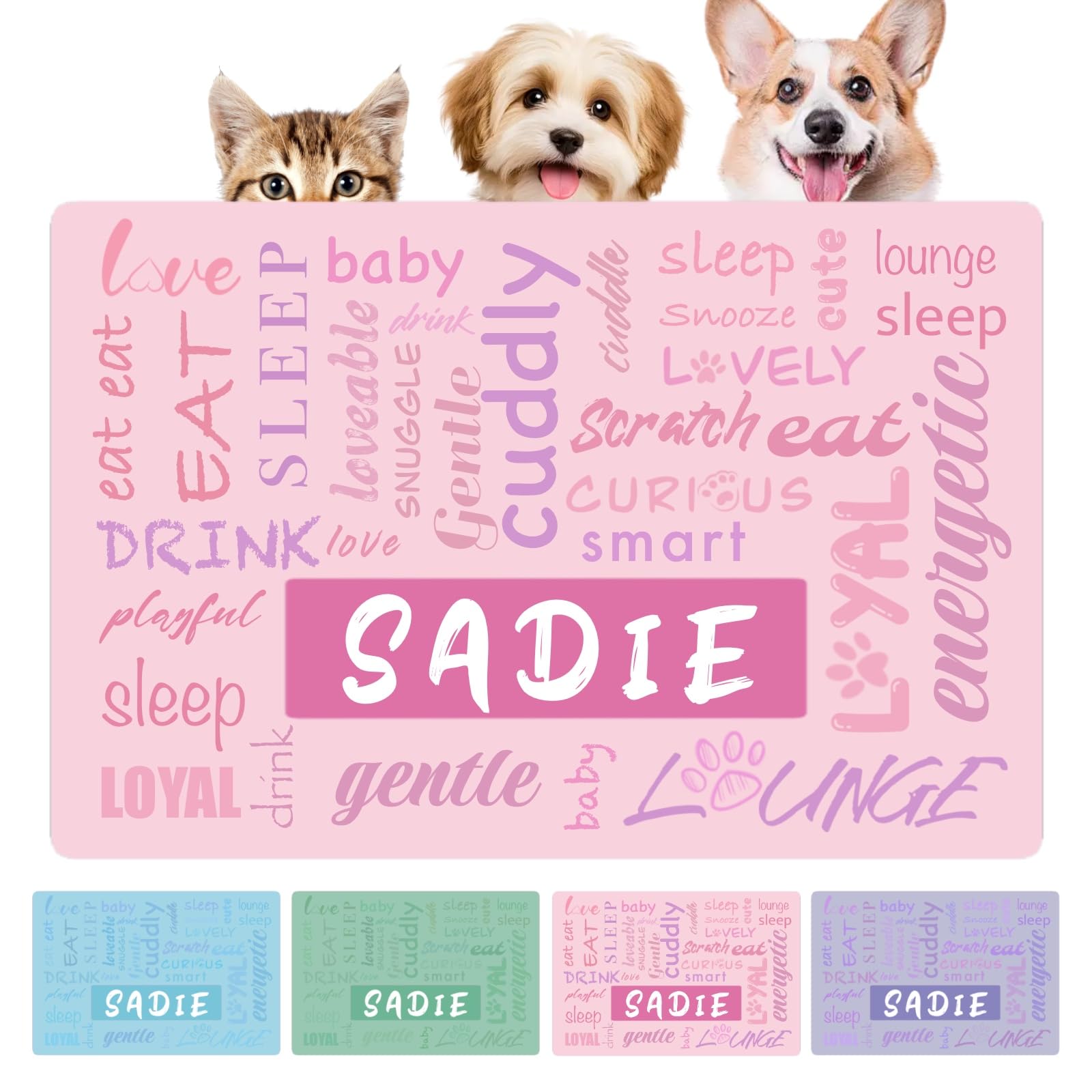 Personalized Dog Food Mat Non-Slip Pet Food Mat Waterproof Dog Cat Mat for Food and Water Customized Pet Feeding Mats with Name Gifts for Dogs Cats,PU Material (Pattern5)