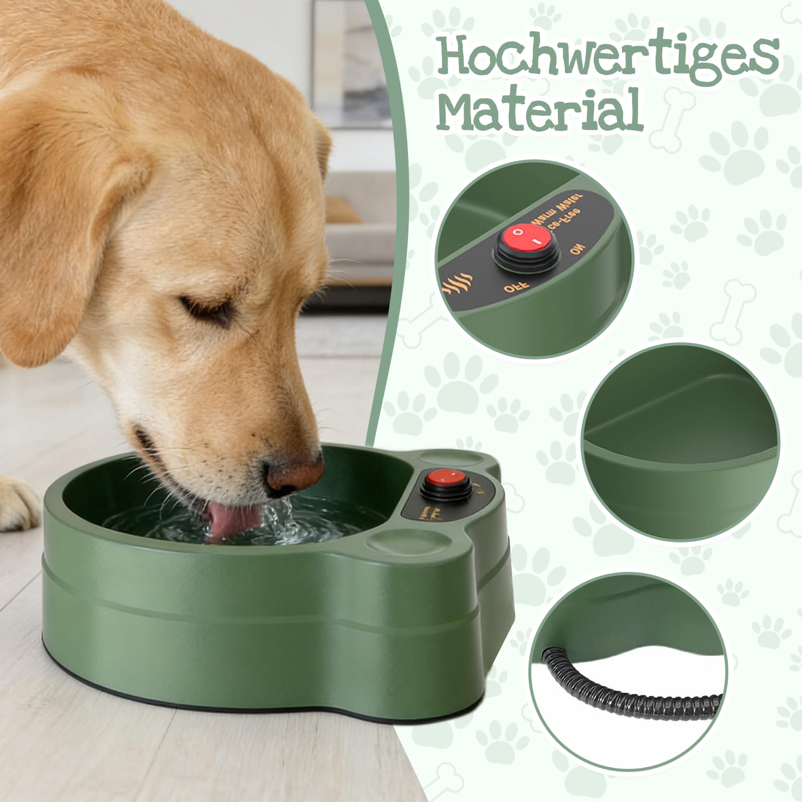 Beheizbarer Wassernapf für Hunde und Katzen, Beheizter Wassernapf, Tränke mit Anti-Knabber, vielseitiger Thermonapf, beheizbarer Haustiernapf für Kaninchen, Enten, Einfach zu bedienen
