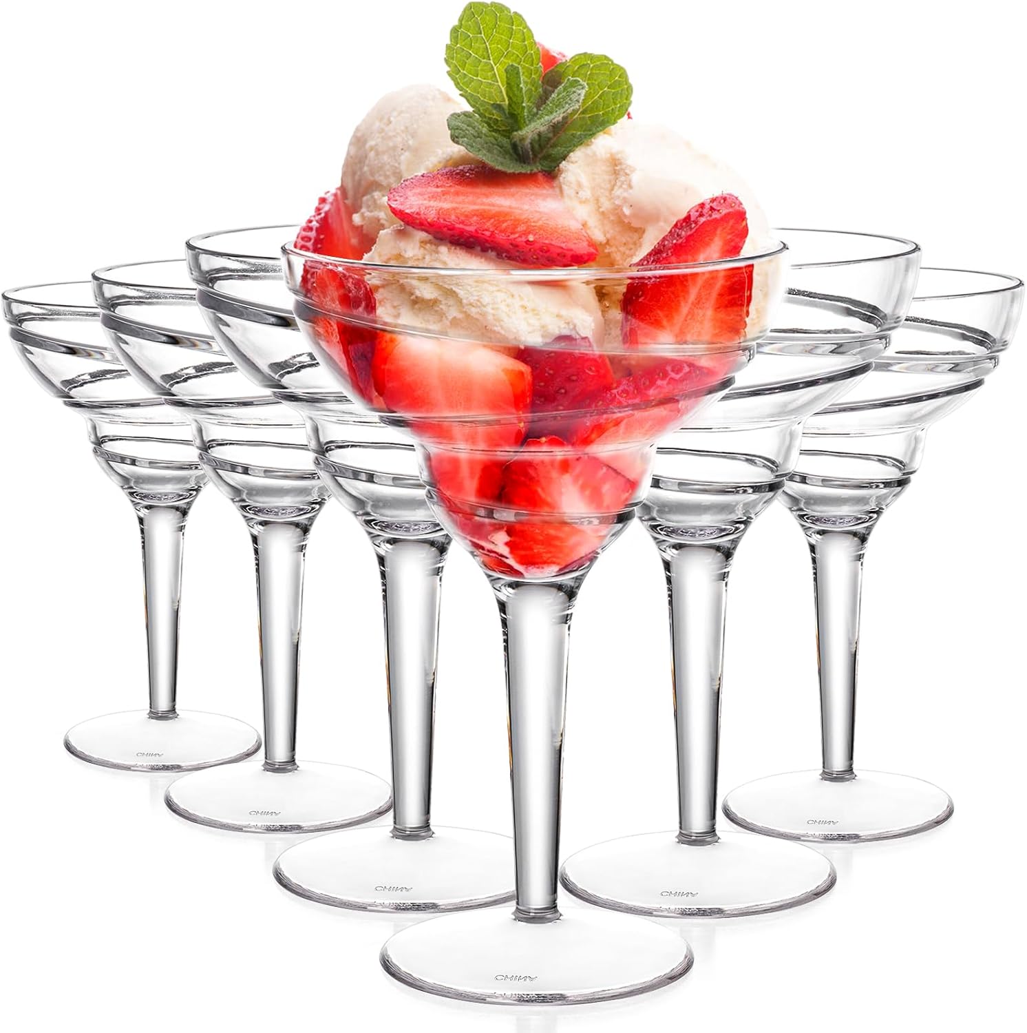 Youeon 6 Pack 12 Oz Hard Acrylic Margarita Glasses with Stem, Shatterproof Acrylic Wine Glasses, Reusable Wine Cups for Indoor and Outdoor Use, Perfect for Wedding, Party, Holiday - Image 5