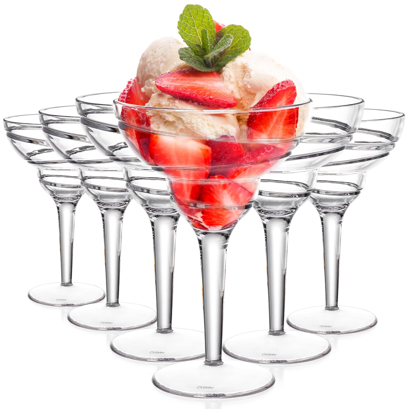 Youeon Paquete de 6 copas de plástico irrompibles para margaritas de 12 onzas con tallo, copas de vino de plástico inastillables, tazas de vino reutilizables para uso en interiores y exteriores,